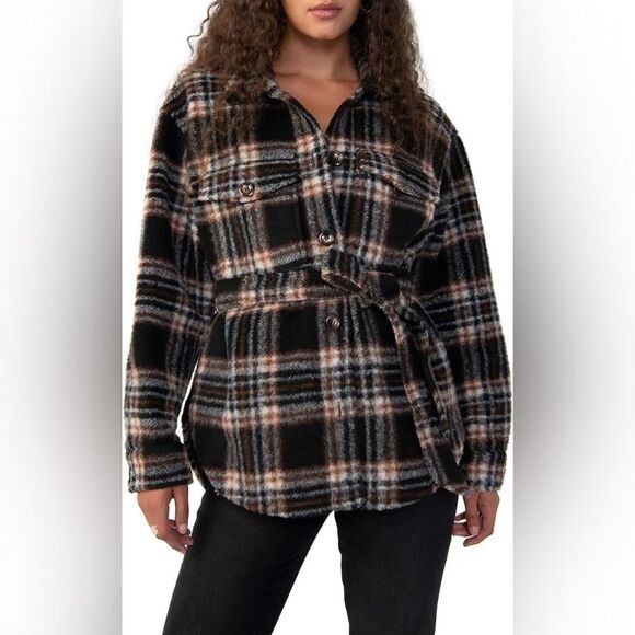 NEW SANCTUARY shay shacket in essex plaid jacket, coat size XXL - Picture 8 of 11